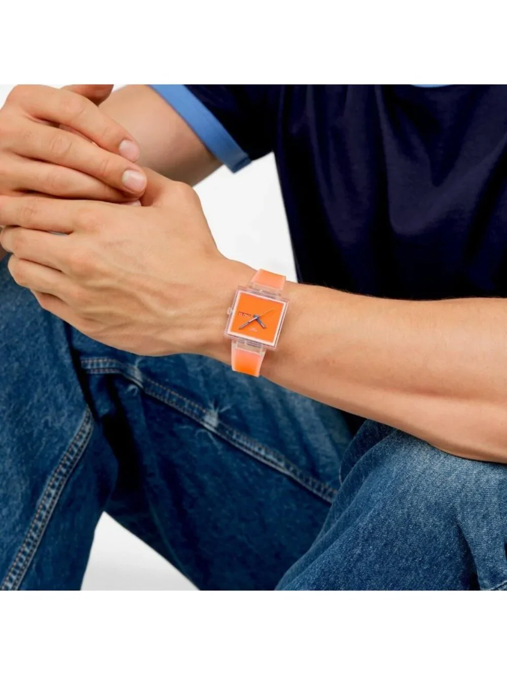 Unisex Orange Casual Watch Bio-sourced Quartz Square Analog Stylish Wrist Watch